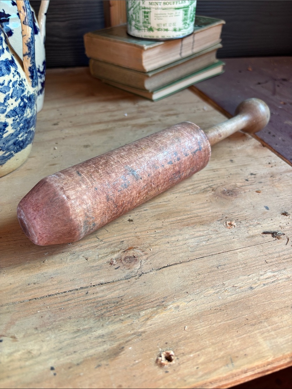 Primitive Pestle - Copper-Toned Hardwood Kitchen Tool
